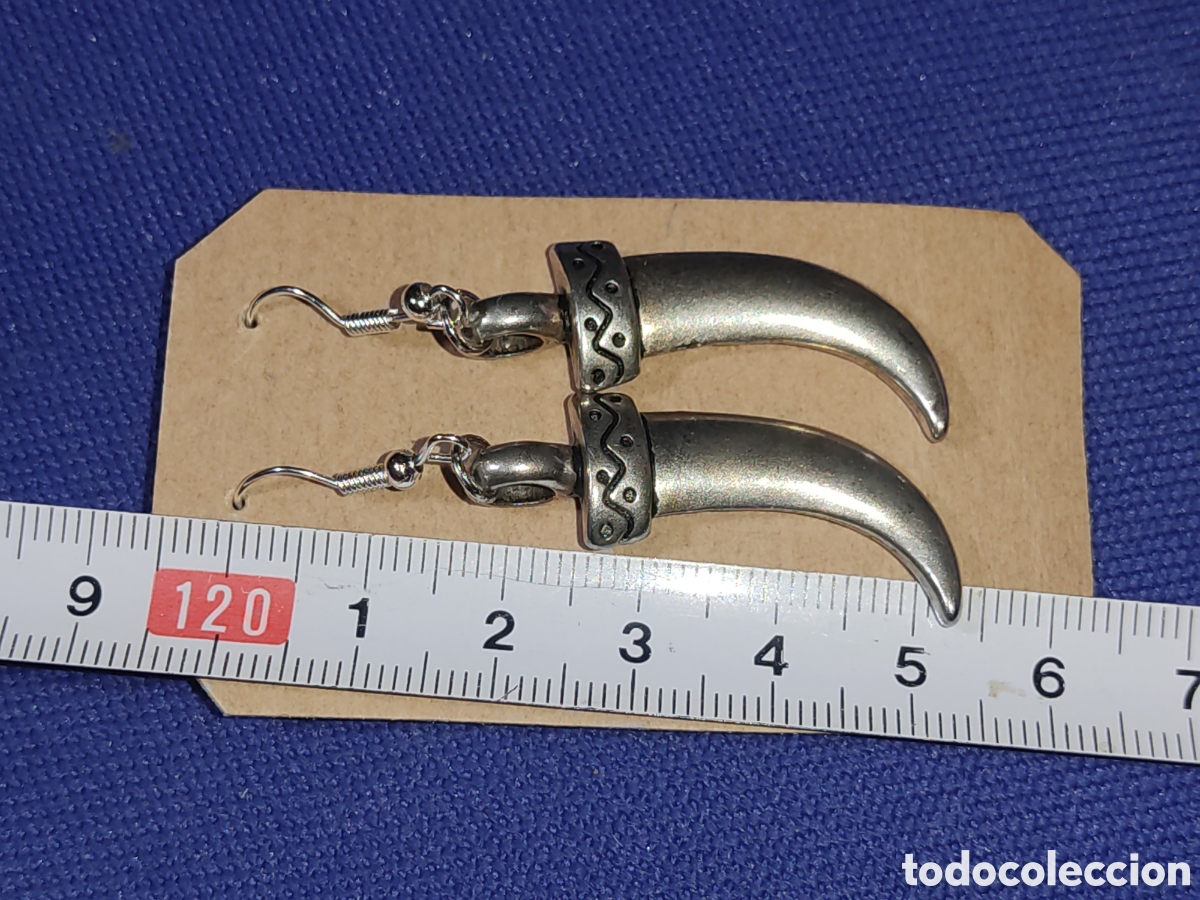 Joyeria: Pendientes de colmillo o cuerno.Vintage. - Foto 5