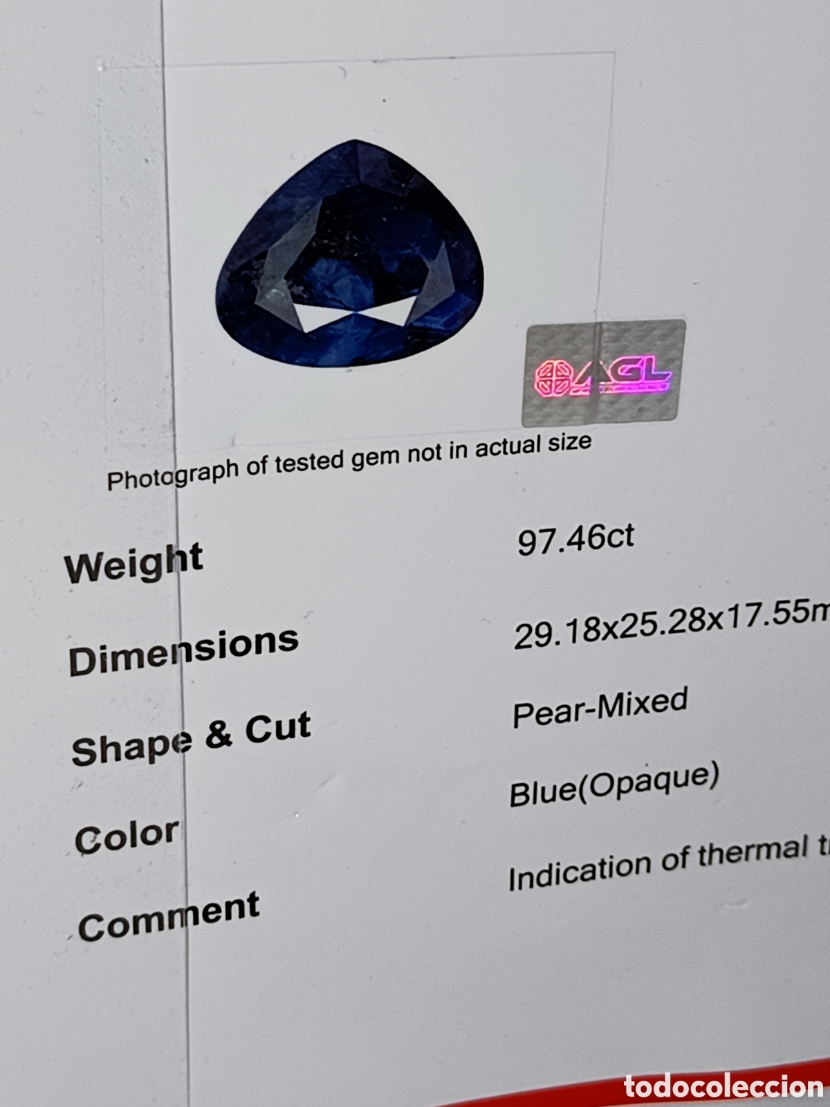 Joaillerie: Zaffiro Naturale dello Sri Lanka Ceylon Blue di Ct. 97.46 CERIFICATO AGL