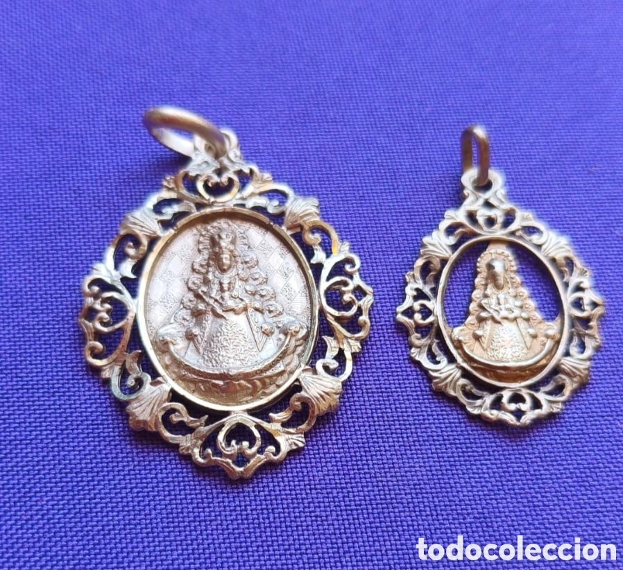 Joyeria: Dos medallas de plata de la Virgen del Roc&iacute;o