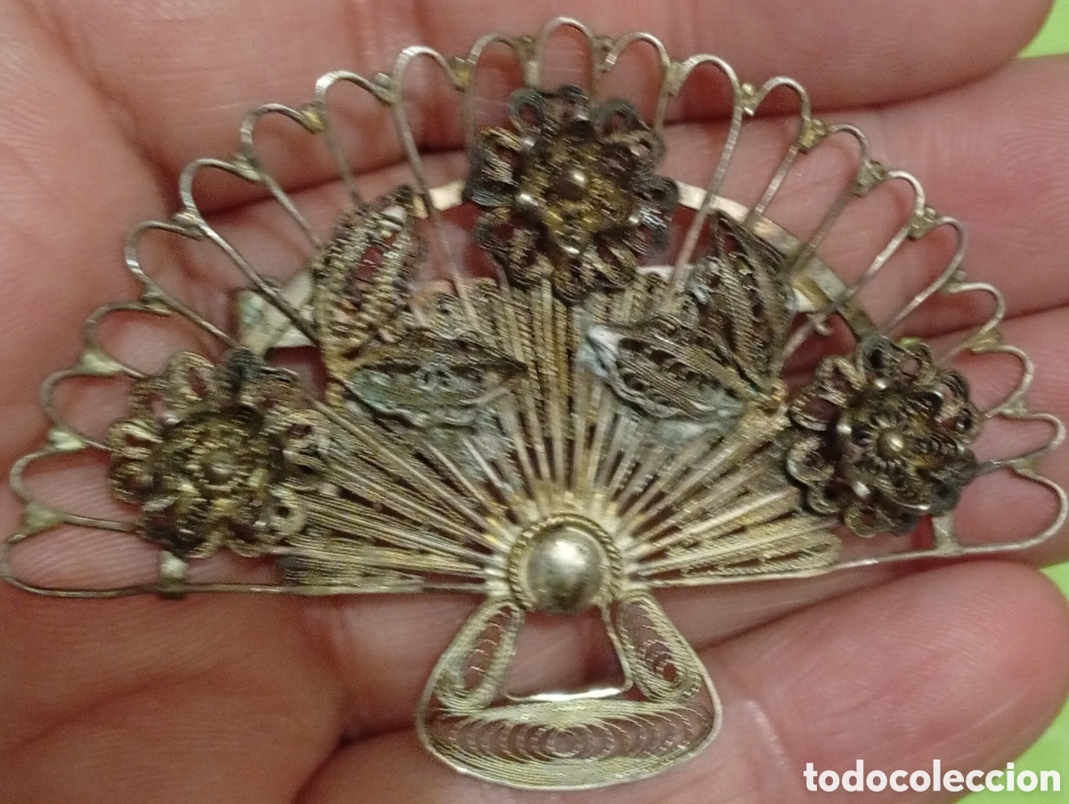 Joyeria: Antiguo precioso broche de colecci&oacute;n de plata filigrana