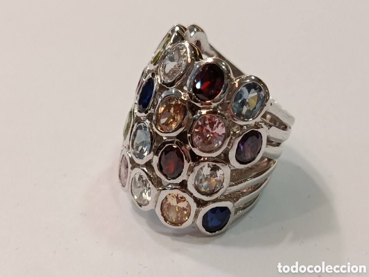 Joyeria: Anillo de plata 925 y gemas multicolor - Foto 2