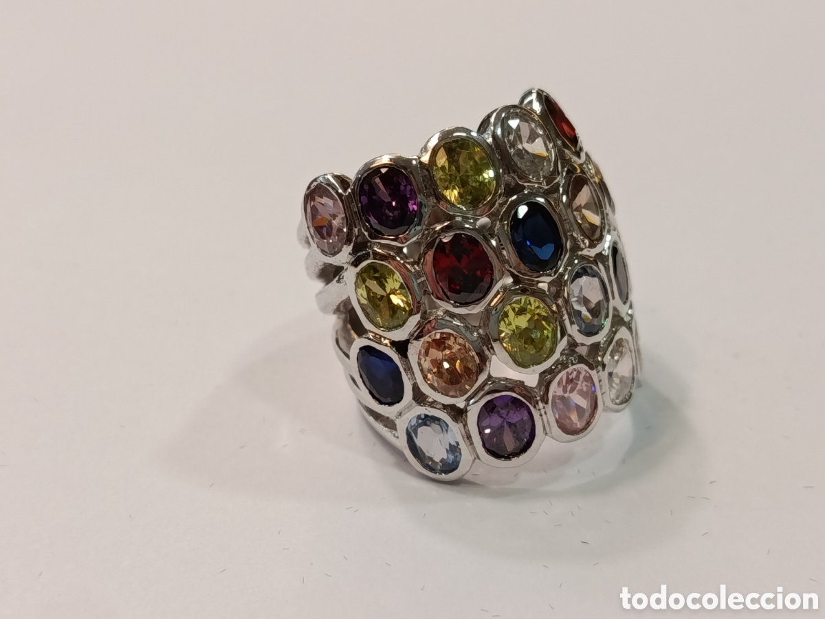 Joyeria: Anillo de plata 925 y gemas multicolor - Foto 5