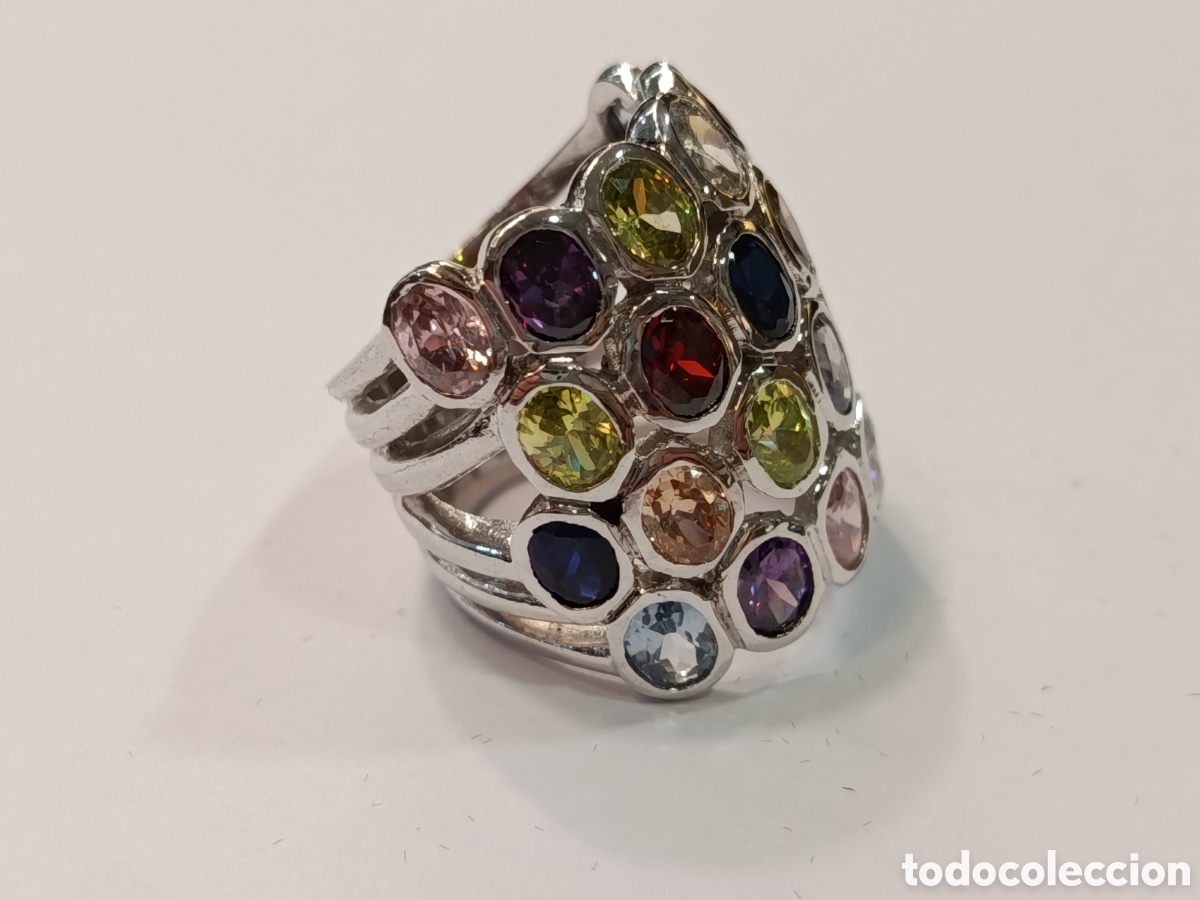 Joyeria: Anillo de plata 925 y gemas multicolor - Foto 6