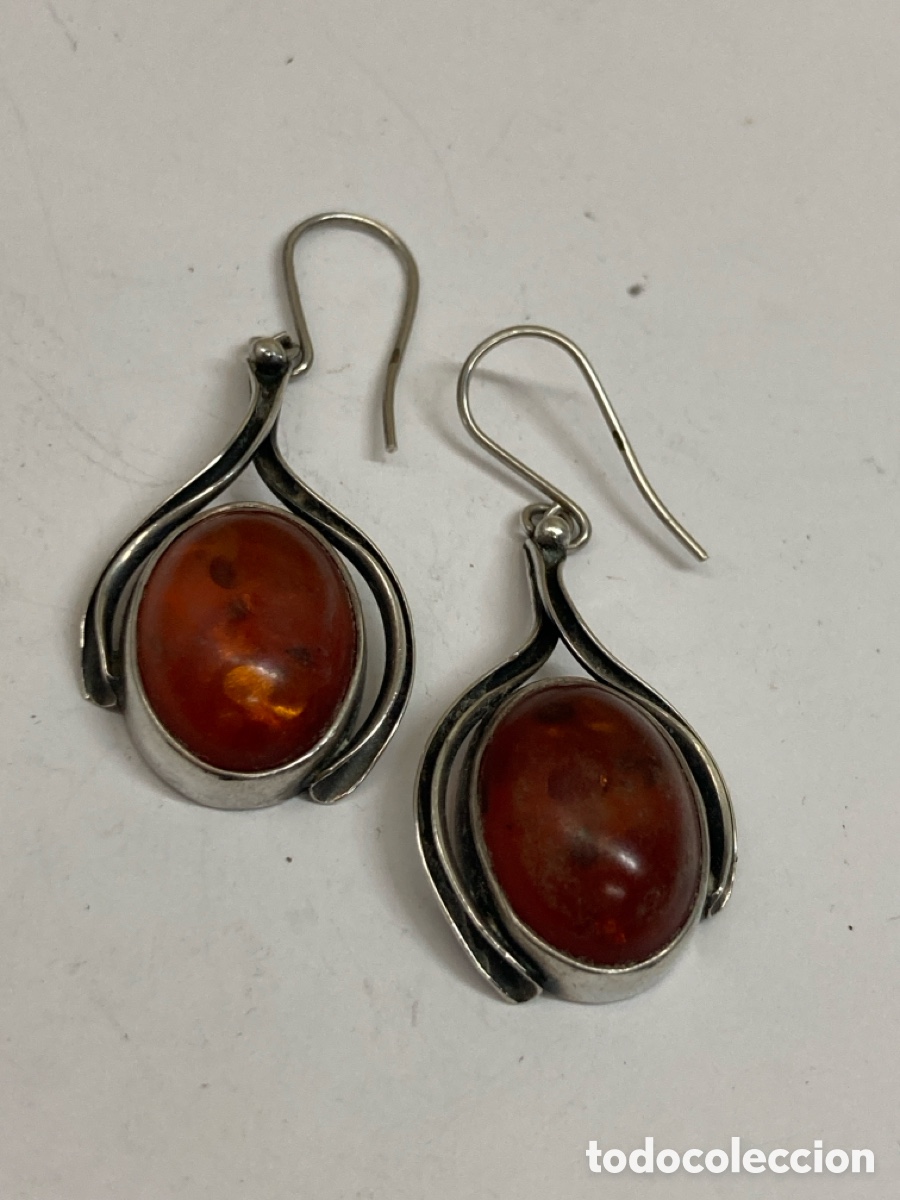 Joyeria: Pendientes de plata y ambar /P493 - Foto 1