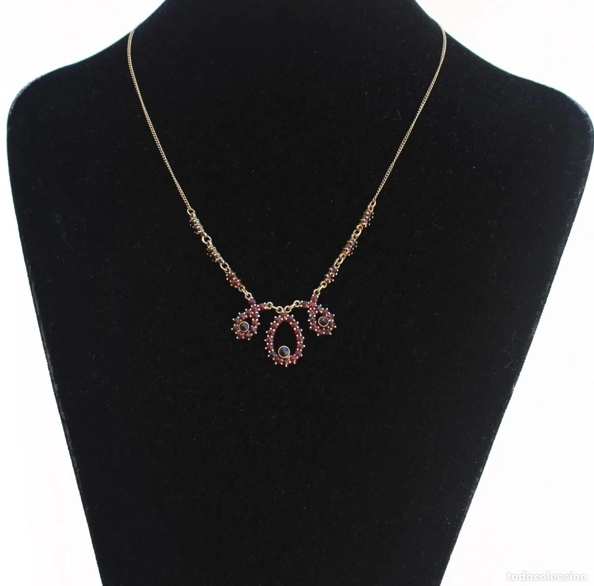 Joyeria: Collar de plata ba&ntilde;ada en oro con granates. - Foto 1