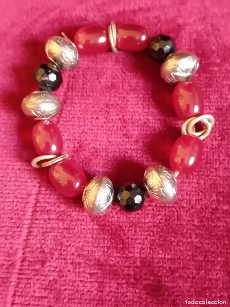Schmuck: Pulsera de cuentas de cristal y metal niquelado d&eacute;cada de los 80