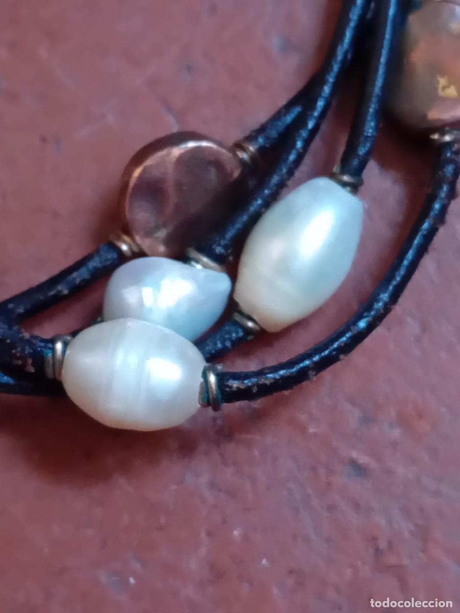 Joyeria: Pulsera marca SNT de perlas metal y cuero - Foto 2
