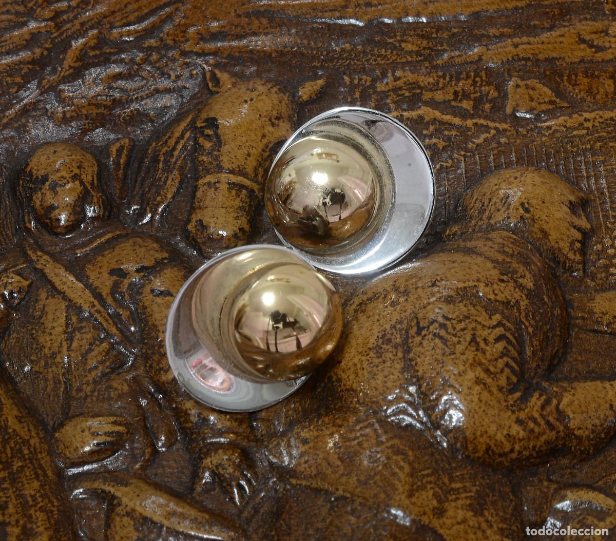 Joyeria: PENDIENTES VINTAGE, BOLA LAT&Oacute;N + ARO TONO PLATEADO, NUEVOS, CIERRE PINZA