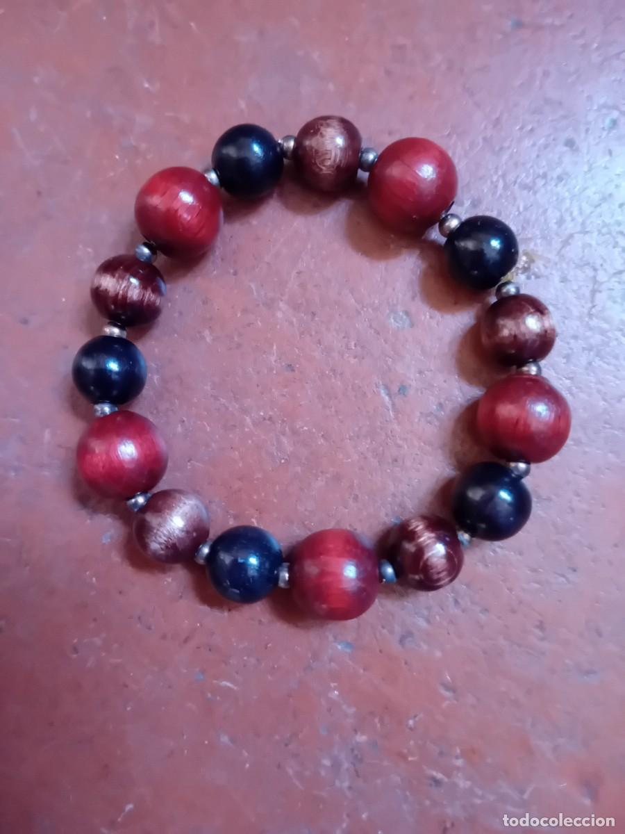 Joyeria: Pulsera con cuentas de madera decada de los 80 - Foto 1