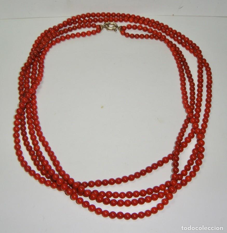 Joyeria: Collar Vintage de Cuentas Rojas &middot; Cierre de Plata &middot; 49 cm