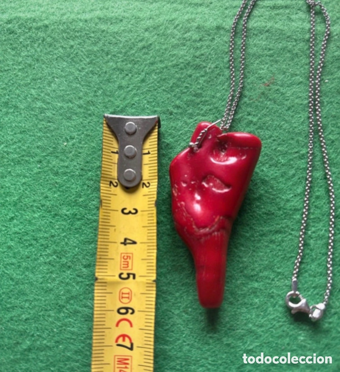 Joyeria: Cadena plata de ley con coral rojo a&ntilde;os 50
