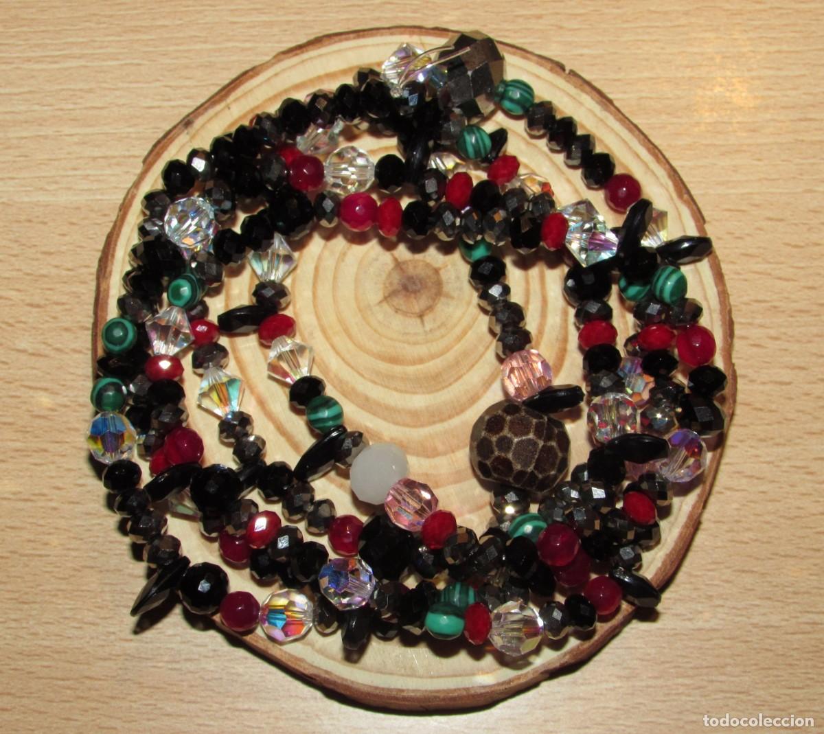 Joyeria: Collar extra largo boho chic cuentas facetadas posibilidad de choker o pulsera multicolor