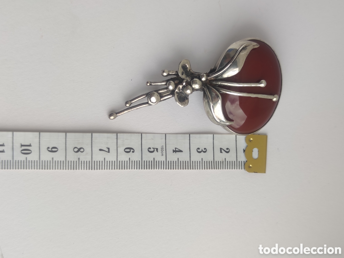 Joyeria: Broche solapa, plata, cornalina. - Foto 3