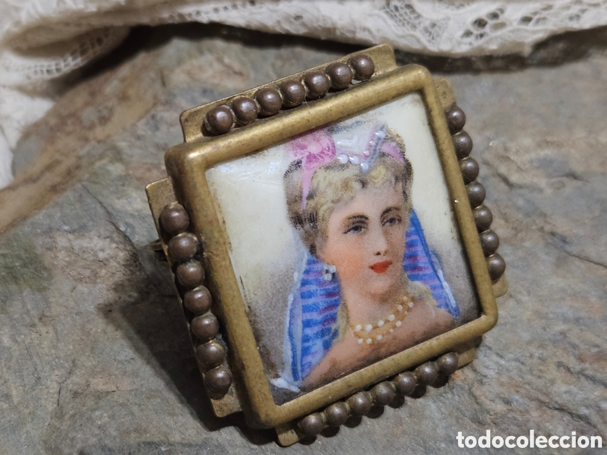 Joyeria: Antiguo broche porcelana Limoges pintado