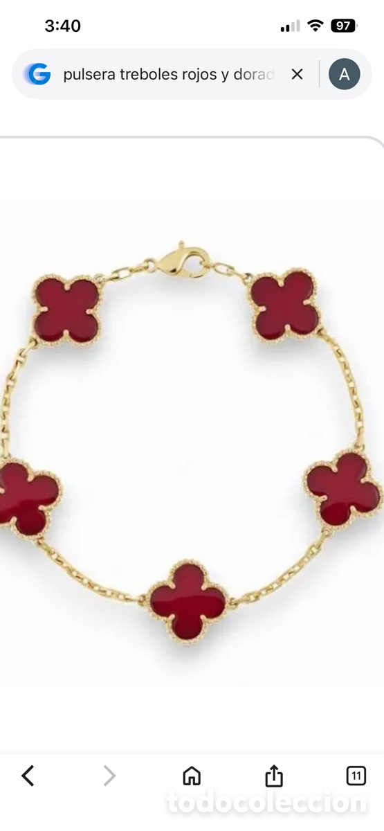 Joyeria: Pack Pulsera y pendientes tr&eacute;boles rojos