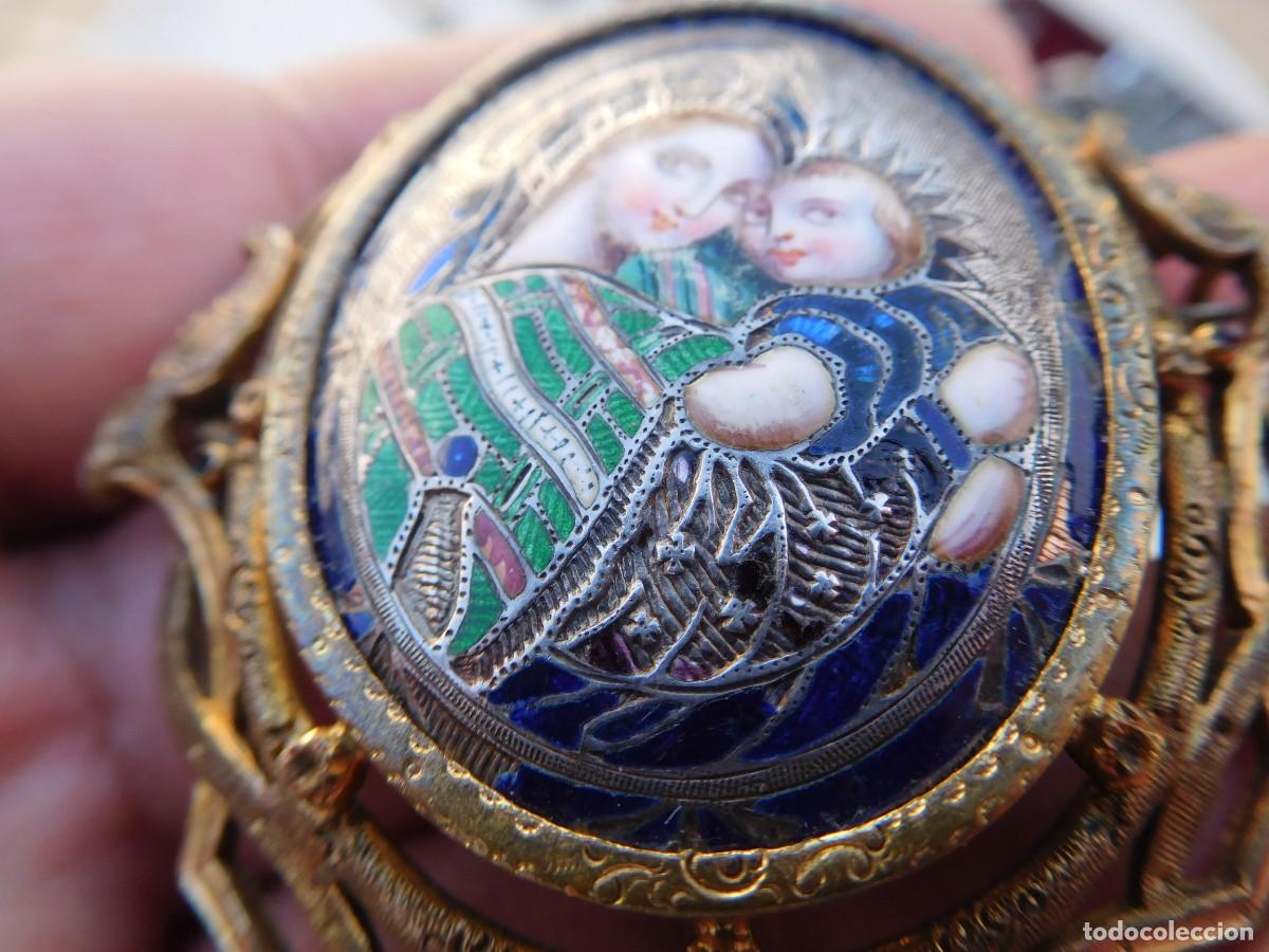 Joyeria: Broche antiguo con esmalte de virgen con ni&ntilde;o - Foto 10