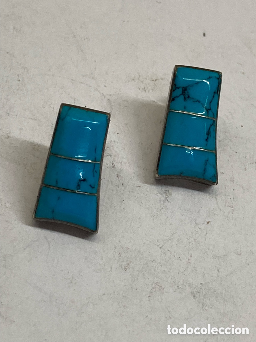 Joyeria: Pendientes de plata Y turquesas / P495 - Foto 2