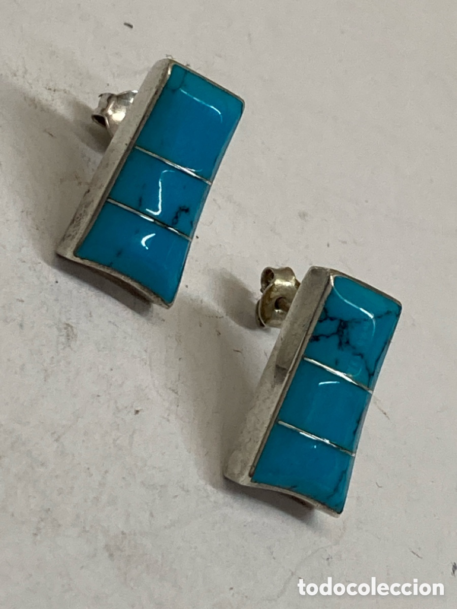 Joyeria: Pendientes de plata Y turquesas / P495 - Foto 1