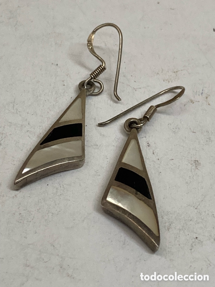 Joyeria: Pendientes de plata y n&aacute;car P495 - Foto 1