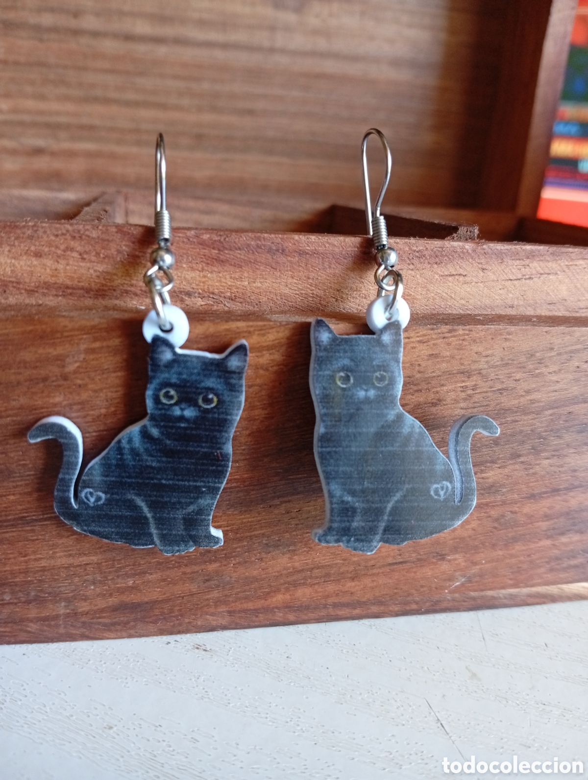 Joyeria: Pendientes con la silueta de dos gatitos negros - Foto 1