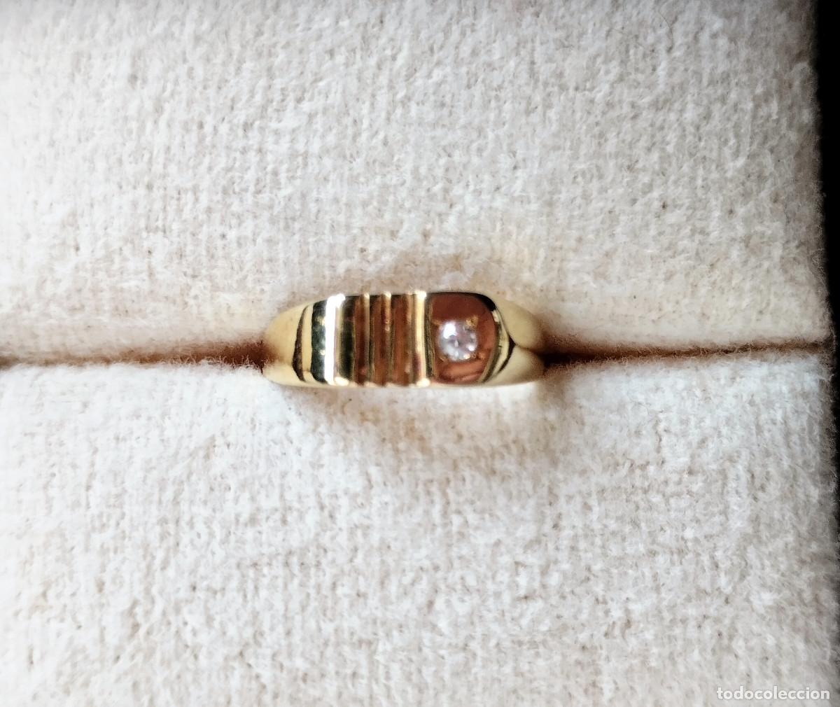 Joyeria: ANILLO DE ORO DE 18 KLTS. INFANTIL O PARA COLGAR DE CADENA - CON CIRCONITA - SIN ESTRENAR