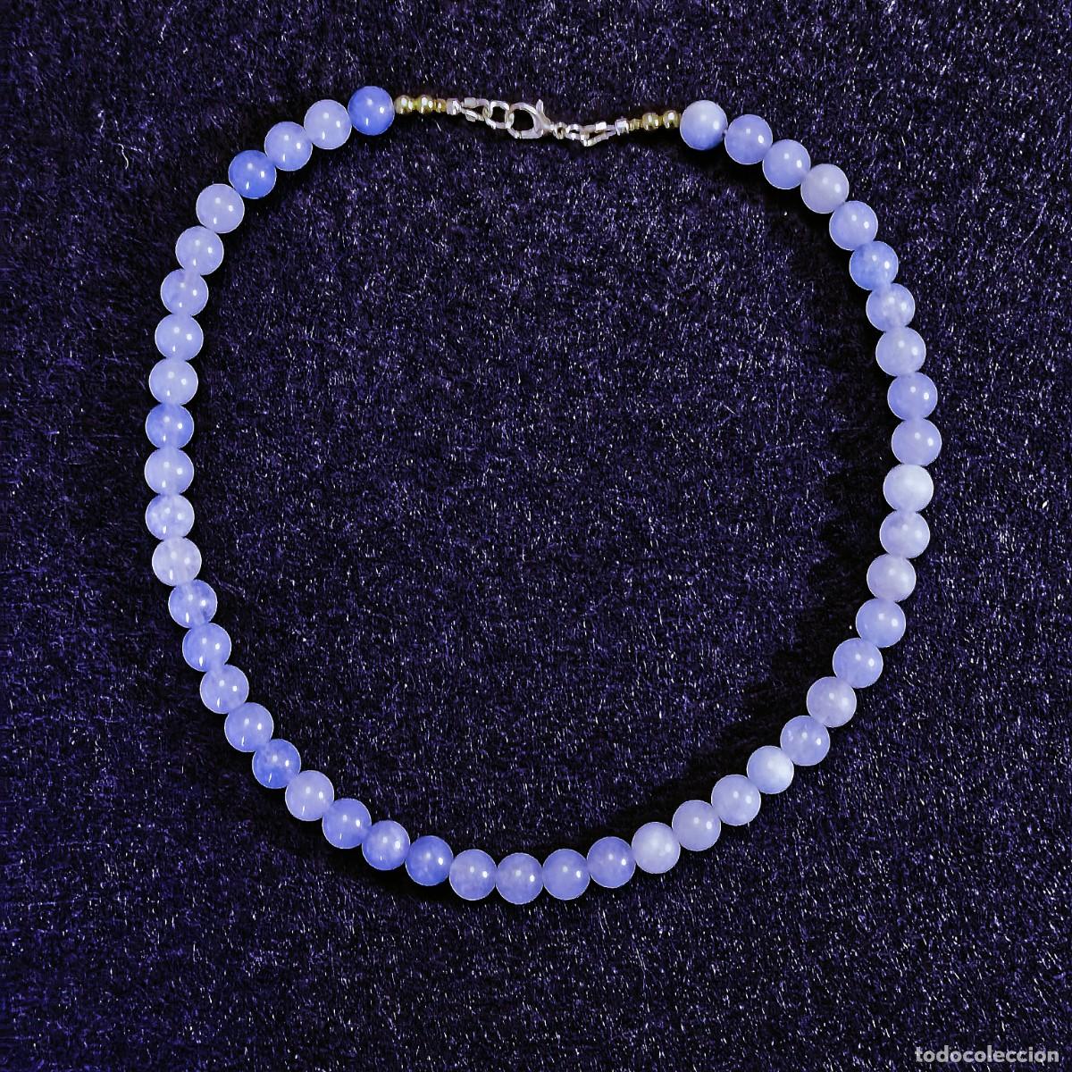 Joalharia: COLLAR DE AGUAMARINAS NATURALES BOLAS 8,5 MM ALPACA DORADA. MED. 45 MM
