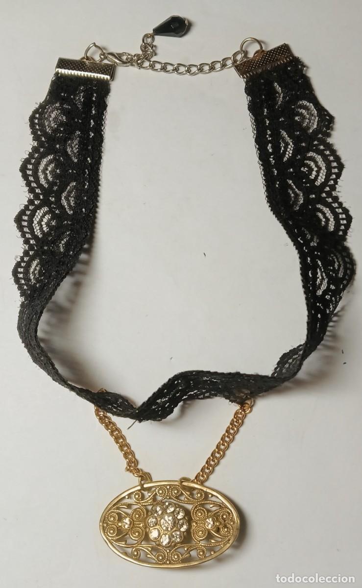 Joalharia: GARGANTILLA CON CINTEA DE ENCAJE Y MEDALL&Oacute;N DE BRONCE, ENV&Iacute;O CERTIFICADO GRATIS