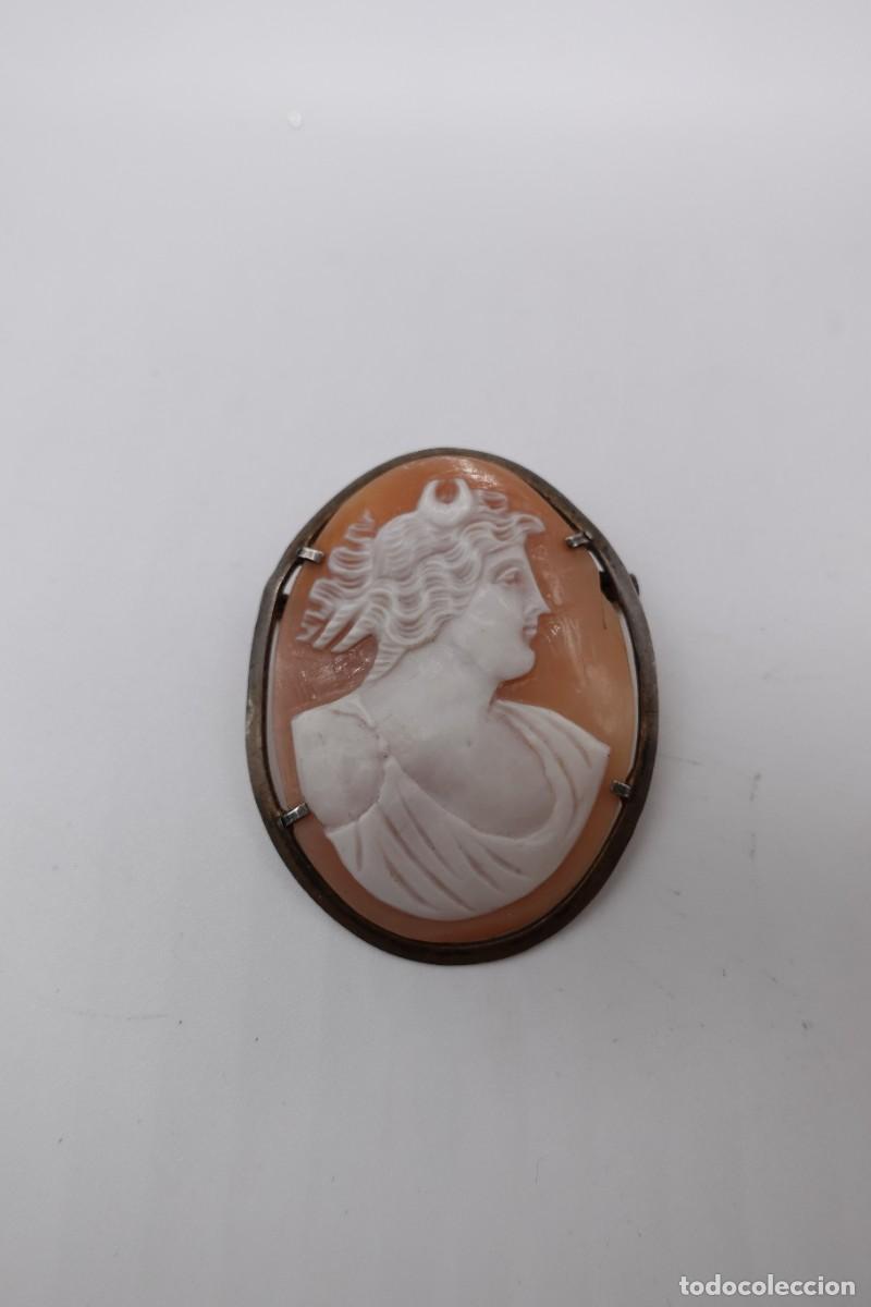 Gioielleria: PRECIOSO Y ANTIGUO BROCHE CAMAFEO ANTIGUO SOBRE CONCHA ENGARZADO EN PLATA