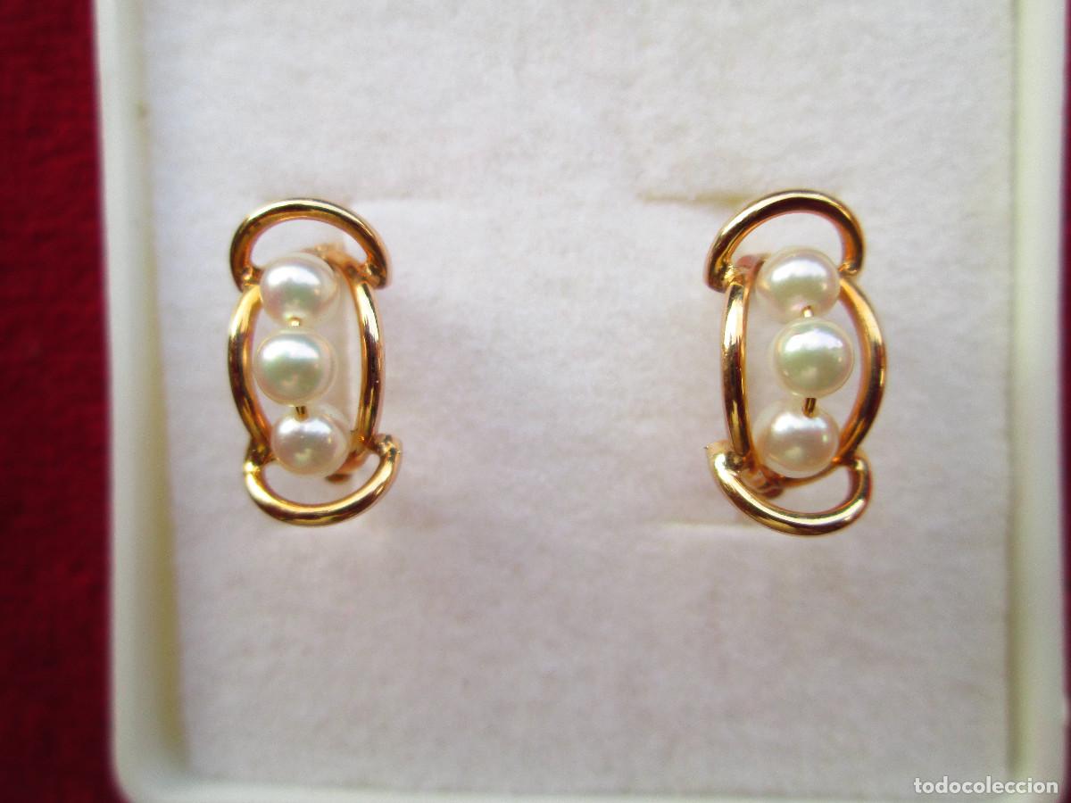 Joyeria: CONJUNTO PENDIENTES Y ANILLO ORO 18 KLTS. CON PERLAS - SIN ESTRENAR - - Foto 4