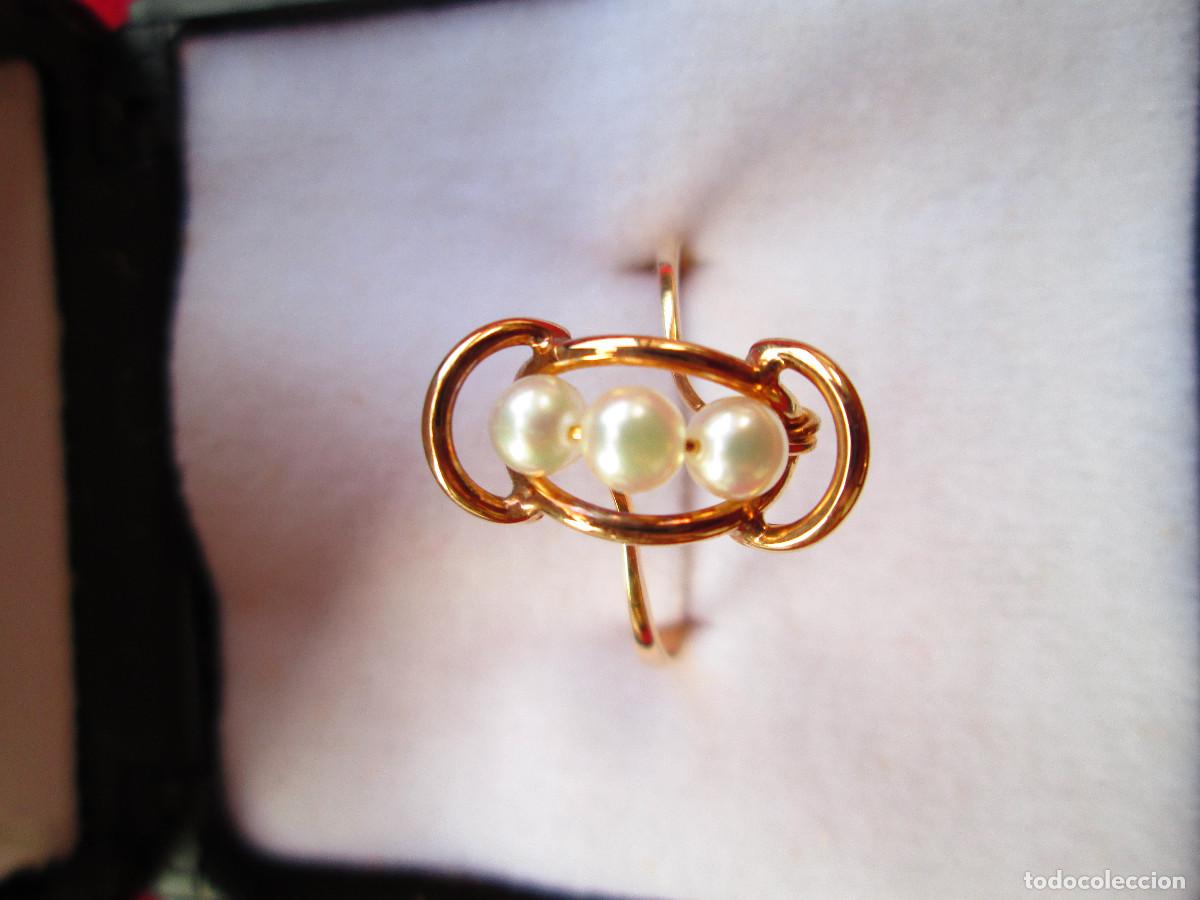 Joyeria: CONJUNTO PENDIENTES Y ANILLO ORO 18 KLTS. CON PERLAS - SIN ESTRENAR - - Foto 8