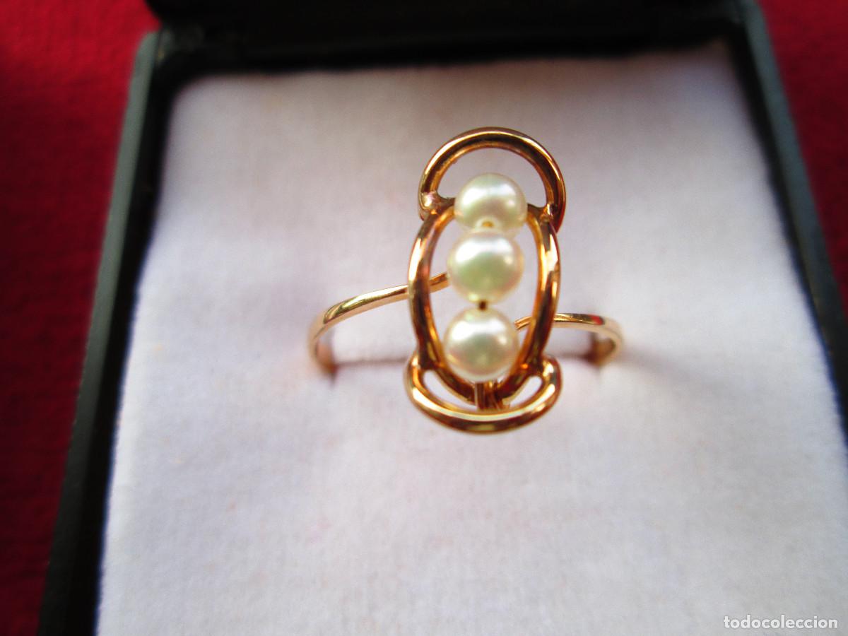 Joyeria: CONJUNTO PENDIENTES Y ANILLO ORO 18 KLTS. CON PERLAS - SIN ESTRENAR - - Foto 9