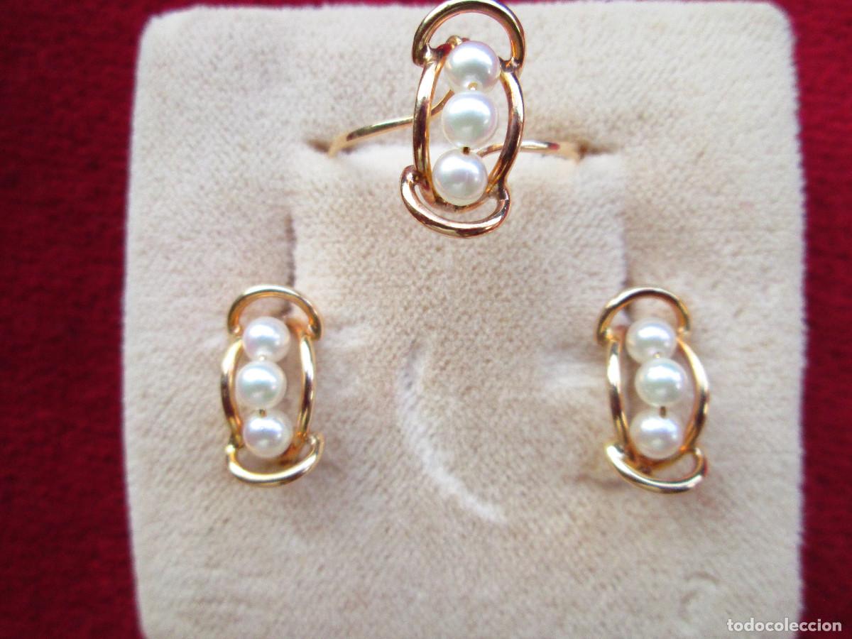 Joyeria: CONJUNTO PENDIENTES Y ANILLO ORO 18 KLTS. CON PERLAS - SIN ESTRENAR - - Foto 14