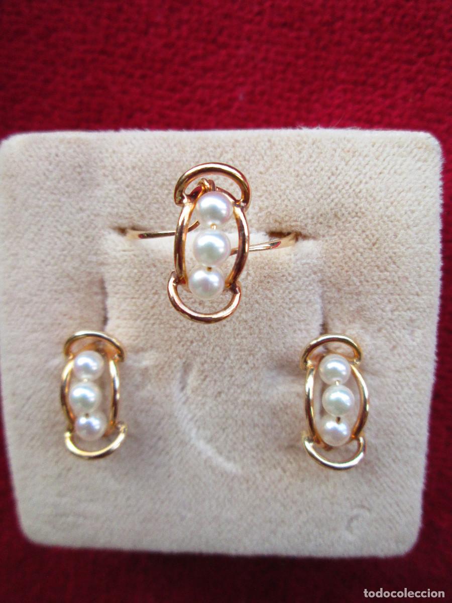 Joyeria: CONJUNTO PENDIENTES Y ANILLO ORO 18 KLTS. CON PERLAS - SIN ESTRENAR - - Foto 15