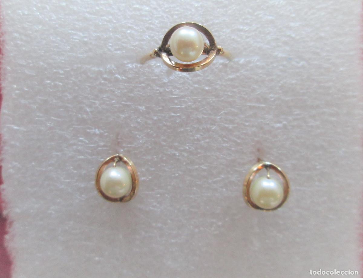 Joyeria: CONJUNTO PENDIENTES Y ANILLO ORO 18 KLTS. CON PERLAS - SIN ESTRENAR - - Foto 3