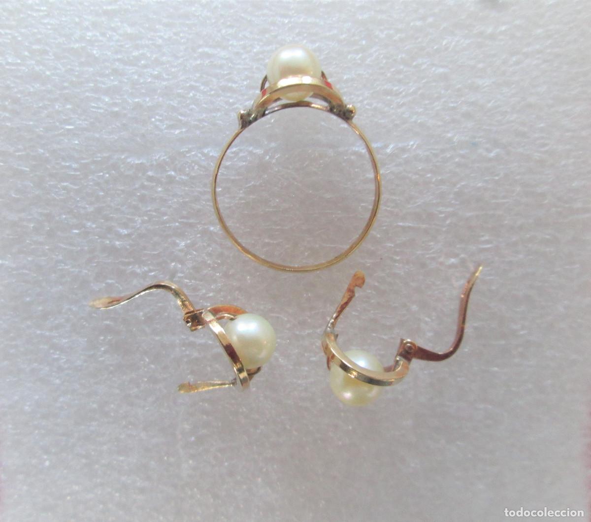 Joyeria: CONJUNTO PENDIENTES Y ANILLO ORO 18 KLTS. CON PERLAS - SIN ESTRENAR - - Foto 6