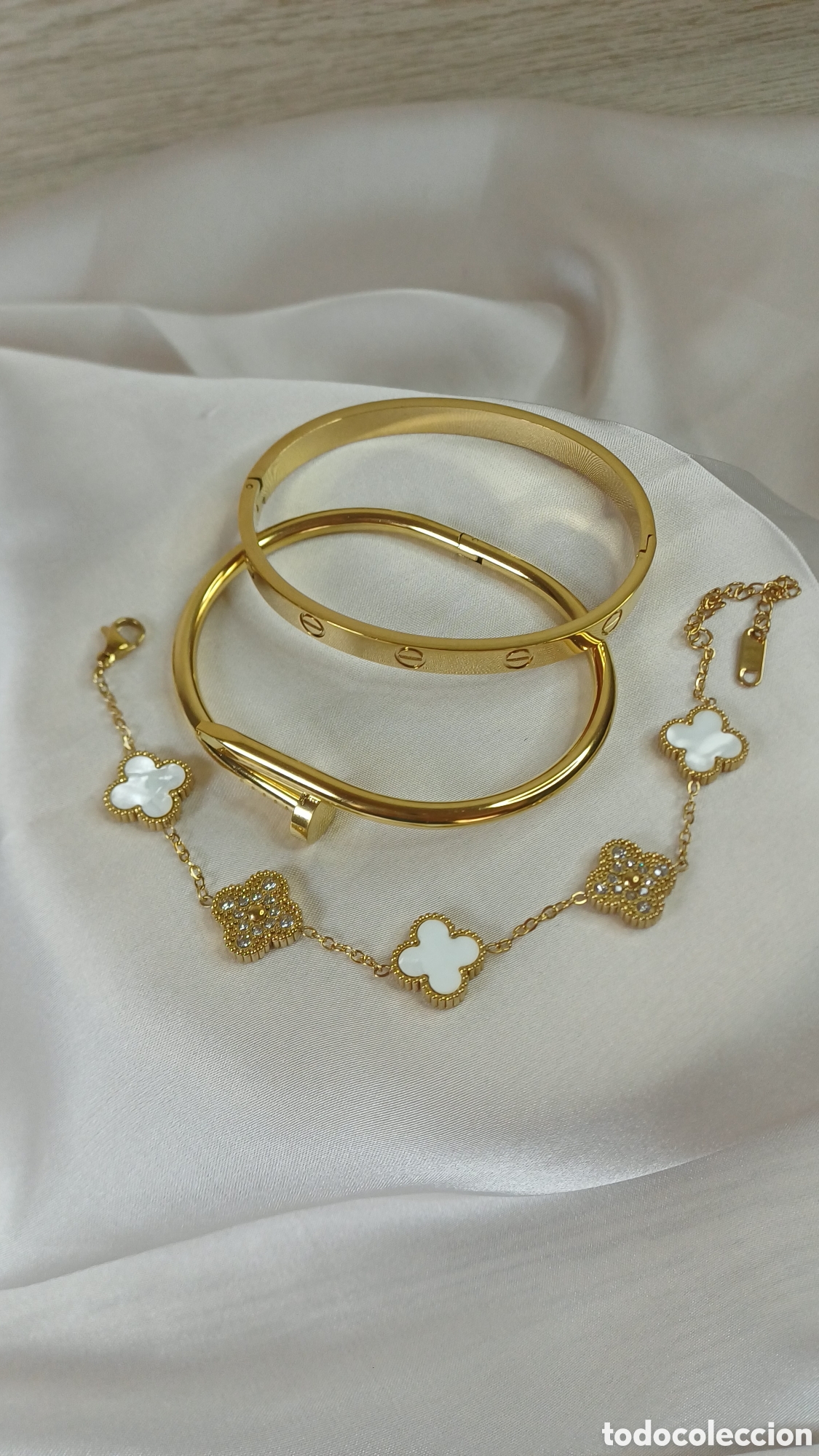 Joyeria: CONJUNTO BRAZALETES CHAPADO ORO 18 K