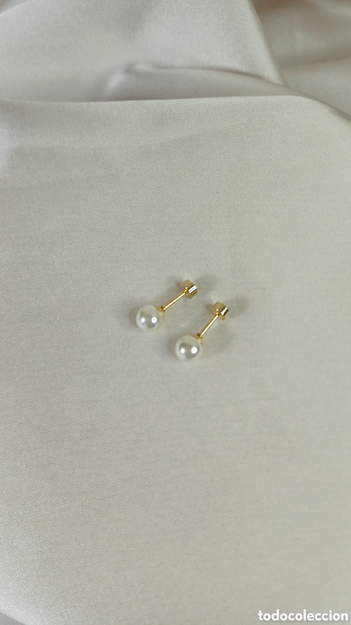 Joyeria: PENDIENTES PERLA CHAPADO ORO 18 K CIERRE ROSCA - Foto 2