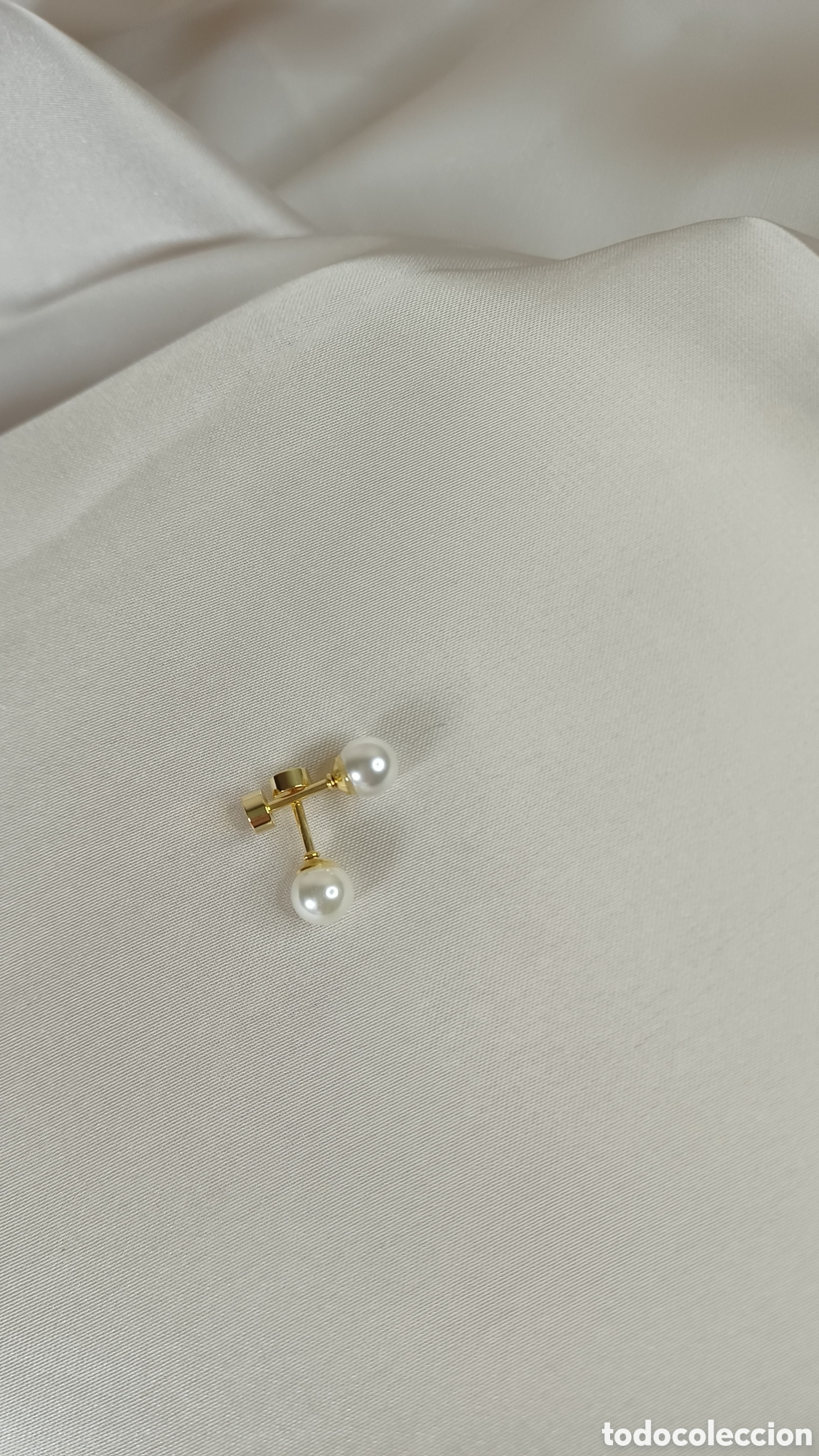 Joyeria: PENDIENTES PERLA CHAPADO ORO 18 K CIERRE ROSCA - Foto 3