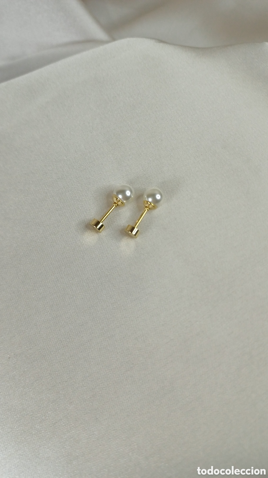 Joyeria: PENDIENTES PERLA CHAPADO ORO 18 K CIERRE ROSCA - Foto 4