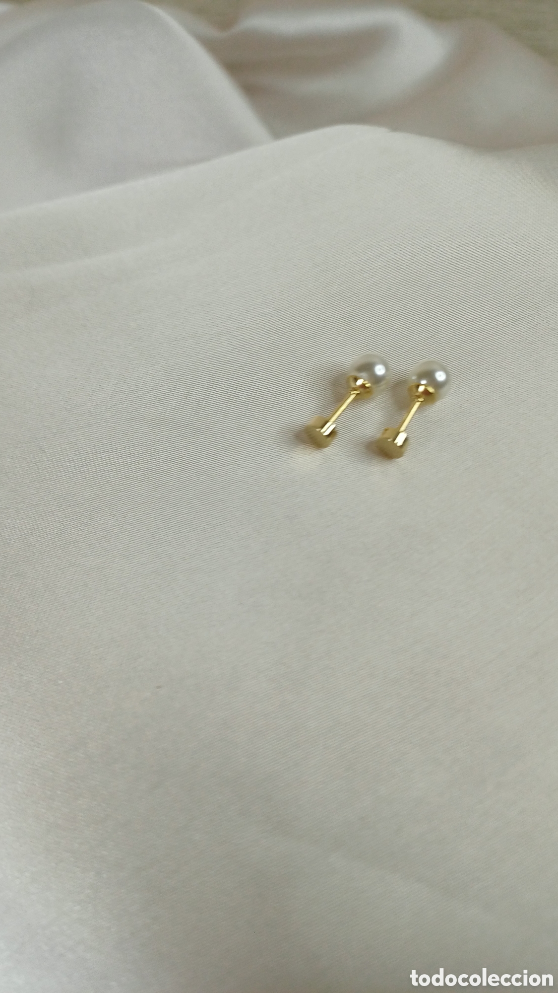 Joyeria: PENDIENTES PERLA CHAPADO ORO 18 K CIERRE ROSCA - Foto 5