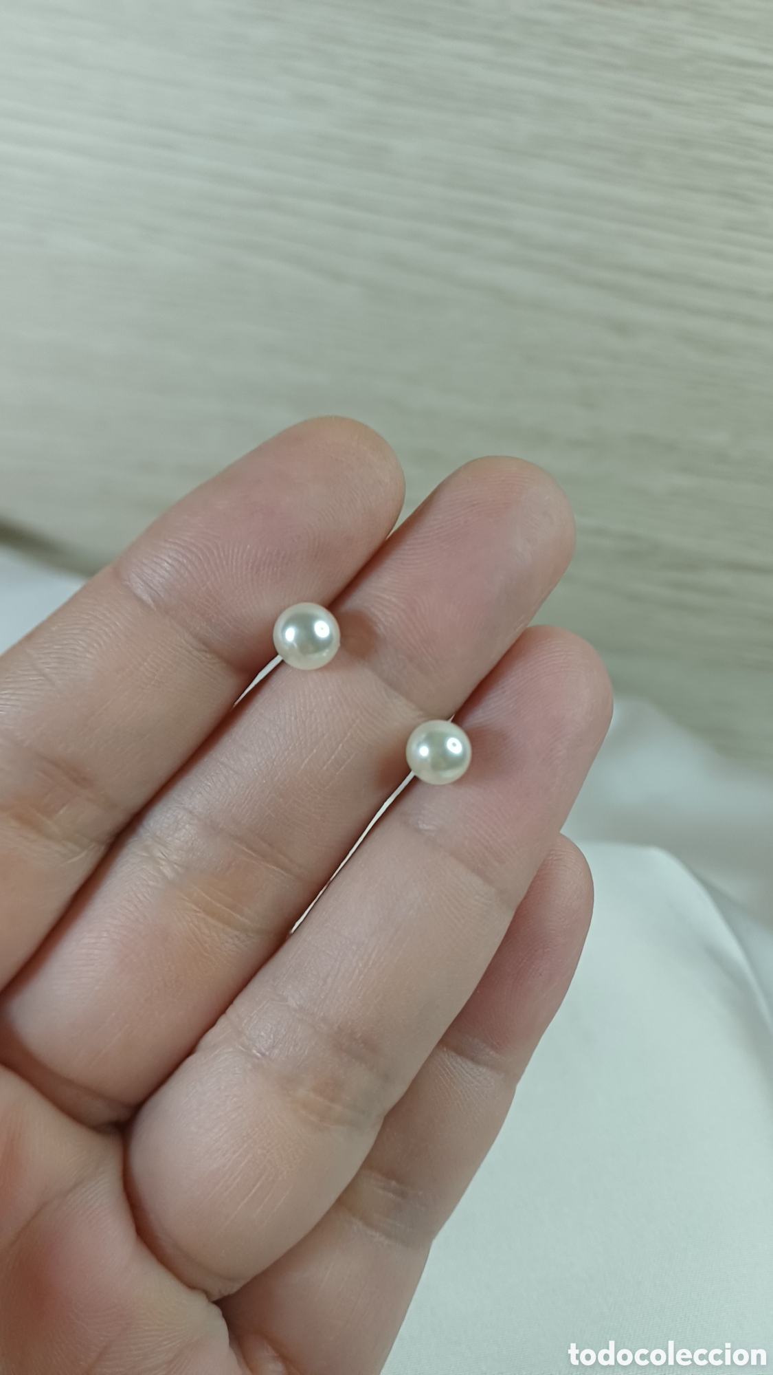 Joyeria: PENDIENTES PERLA CHAPADO ORO 18 K CIERRE ROSCA - Foto 6