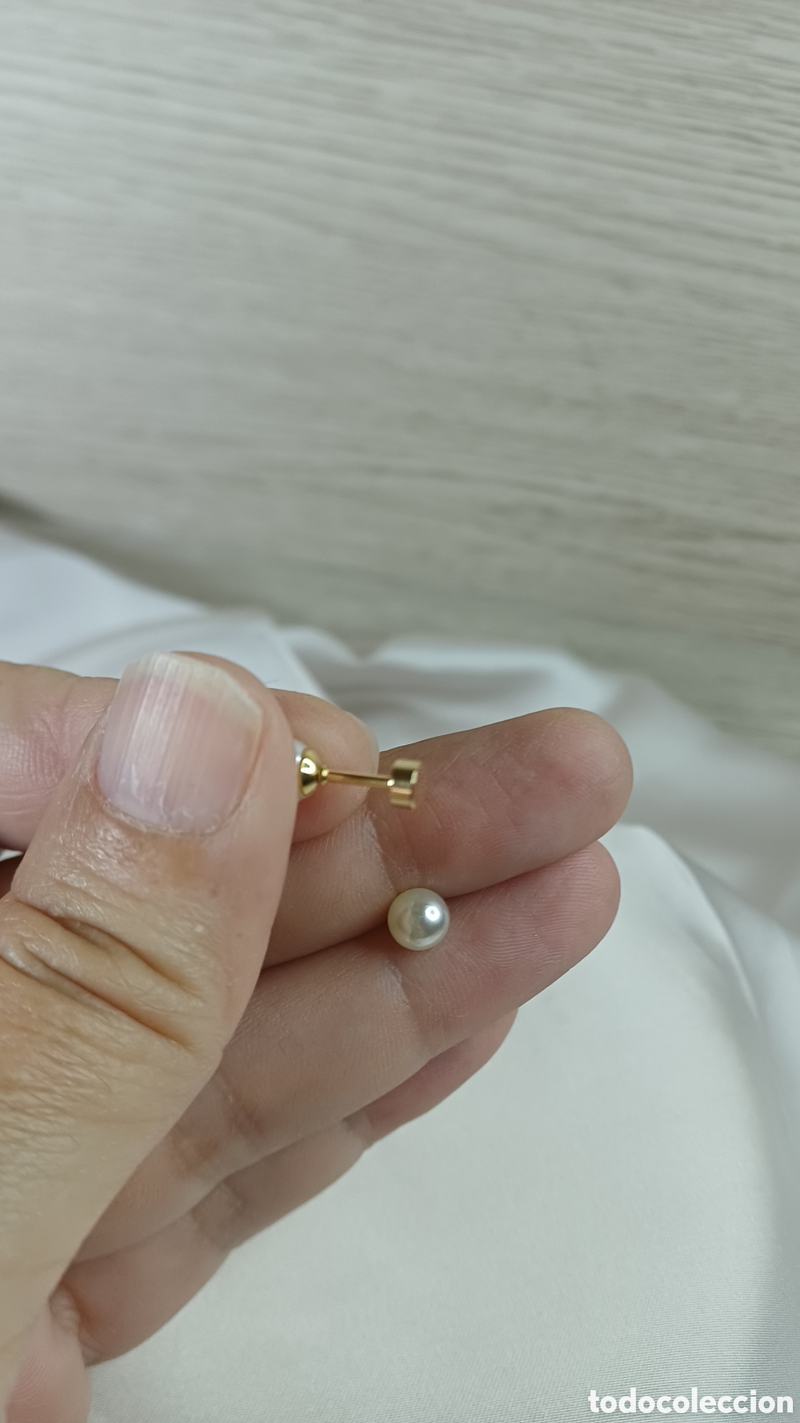 Joyeria: PENDIENTES PERLA CHAPADO ORO 18 K CIERRE ROSCA - Foto 7