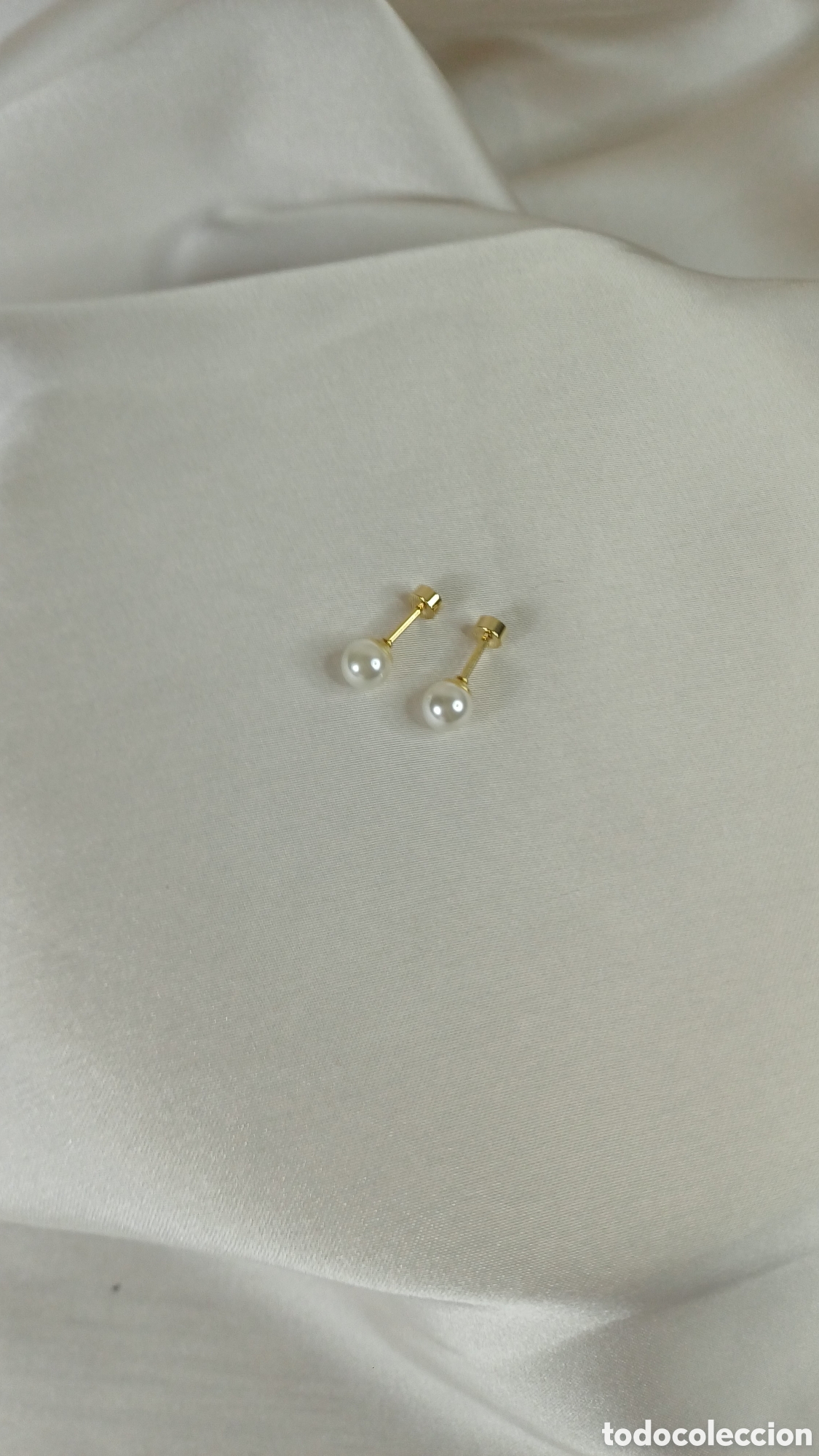 Joyeria: PENDIENTES PERLA CHAPADO ORO 18 K CIERRE ROSCA - Foto 1