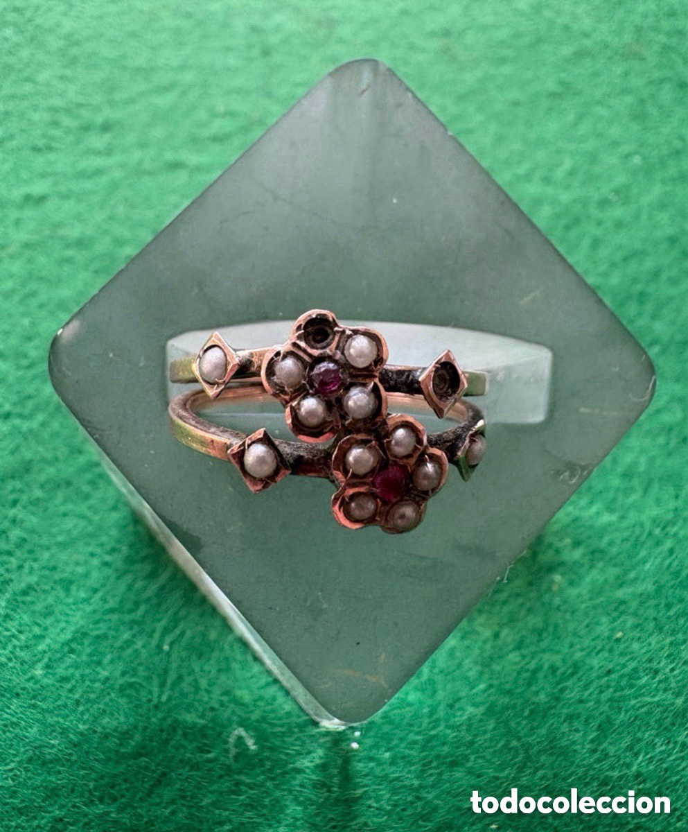 Schmuck: Anillo oro 14k para reparar con perlas y rub&iacute;es