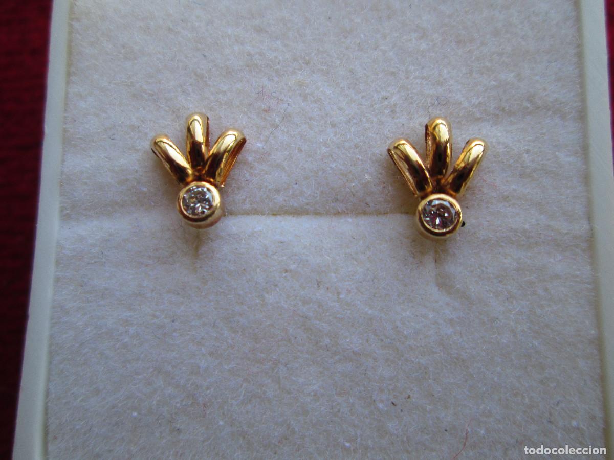 Jewelry: PENDIENTES DE ORO DE 18 KLTS. CON CIRCONITAS - CIERRE DE PRESION - SIN ESTRENAR