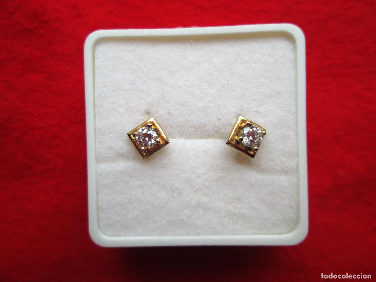 Jewelry: PENDIENTES DE ORO DE 18 KLTS. CON CIRCONITAS - CIERRE PRESION - SIN ESTRENAR