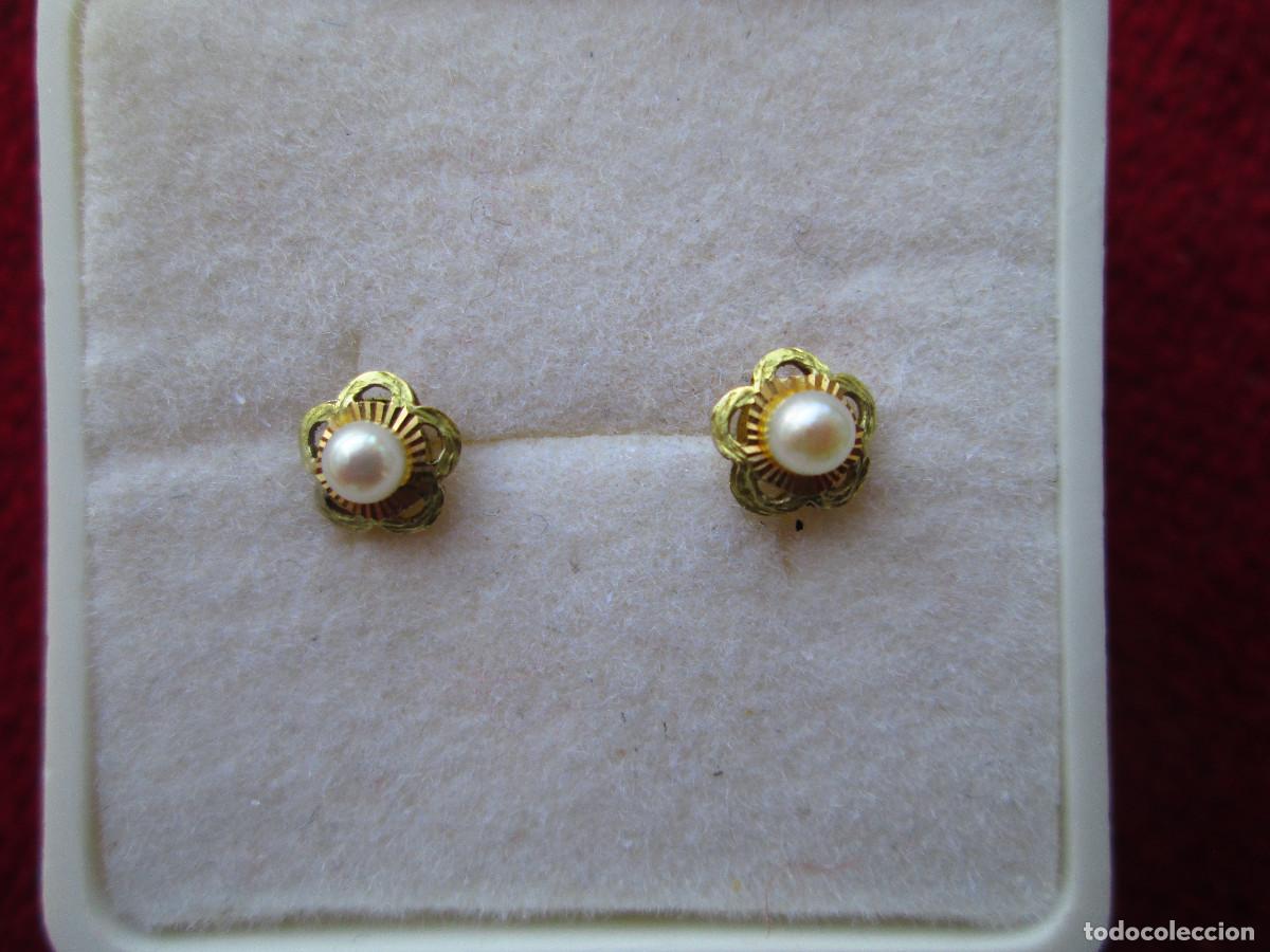 Joyeria: PENDIENTES DE ORO DE 18 KLTS. CON PERLAS - CIERRE DE ROSCA - SIN ESTRENAR - Foto 2