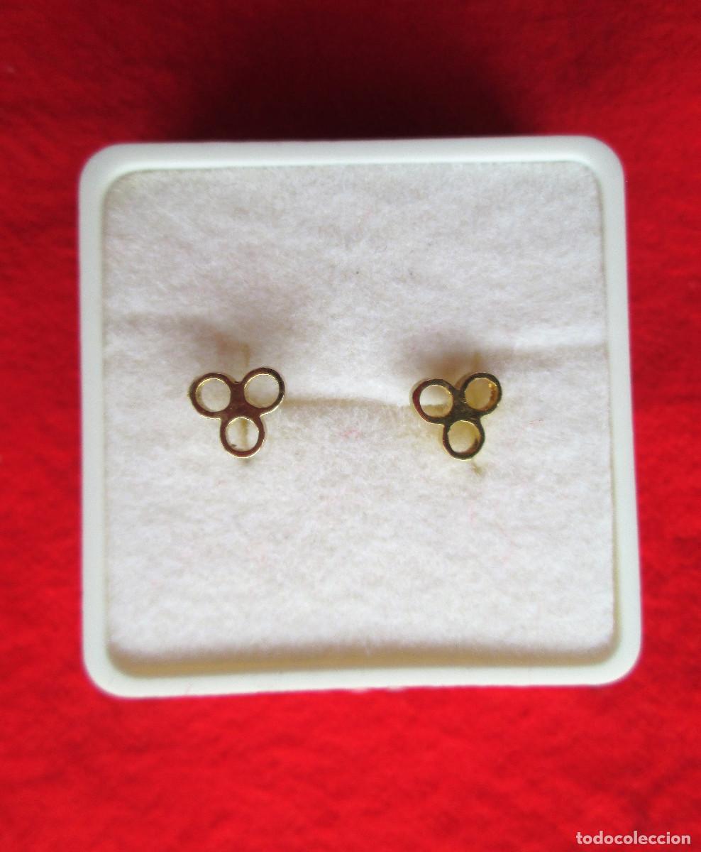Jewelry: PENDIENTES DE ORO DE 18 KLTS. CON CIRCONITAS - CIERRE PRESION - SIN ESTRENAR