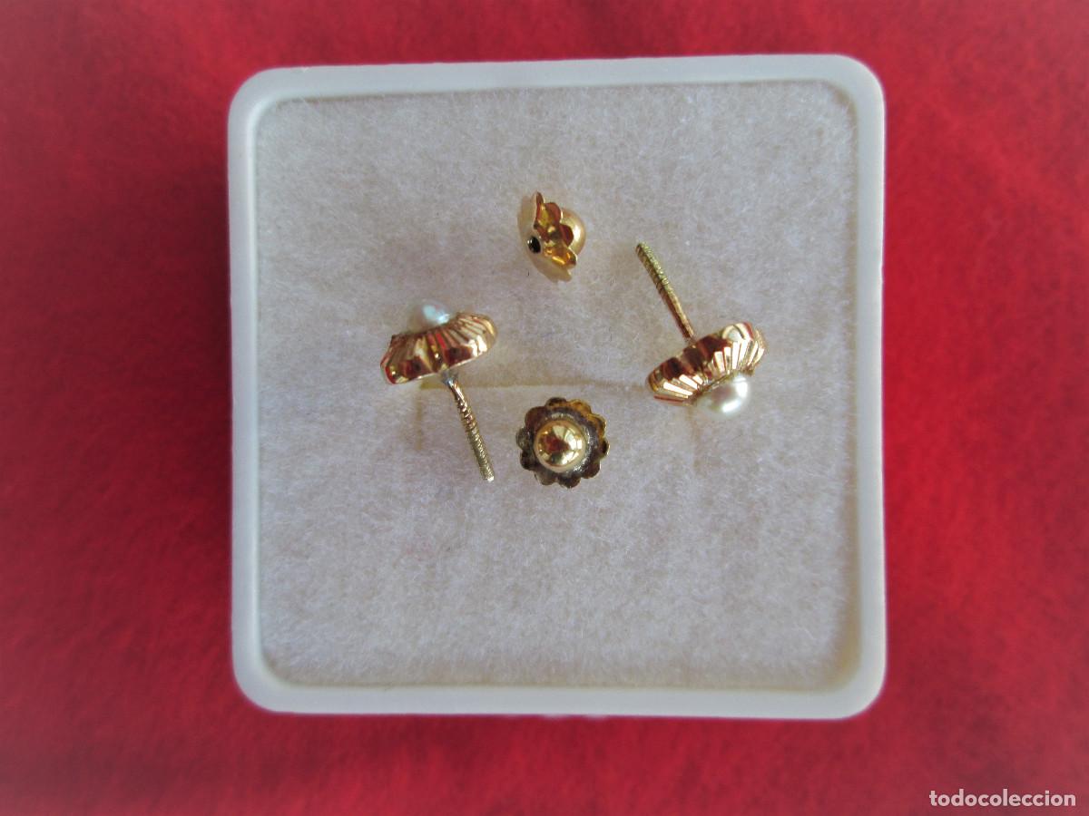 Joyeria: PENDIENTES DE ORO DE 18 KLTS. - FLOR CON PERLAS- CIERRE ROSCA - SIN ESTRENAR - Foto 4