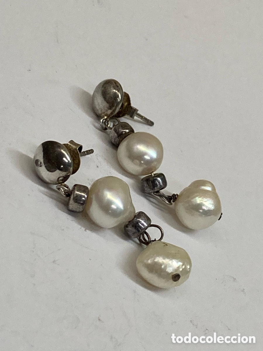 Joyeria: Pendientes de plata perlas P496